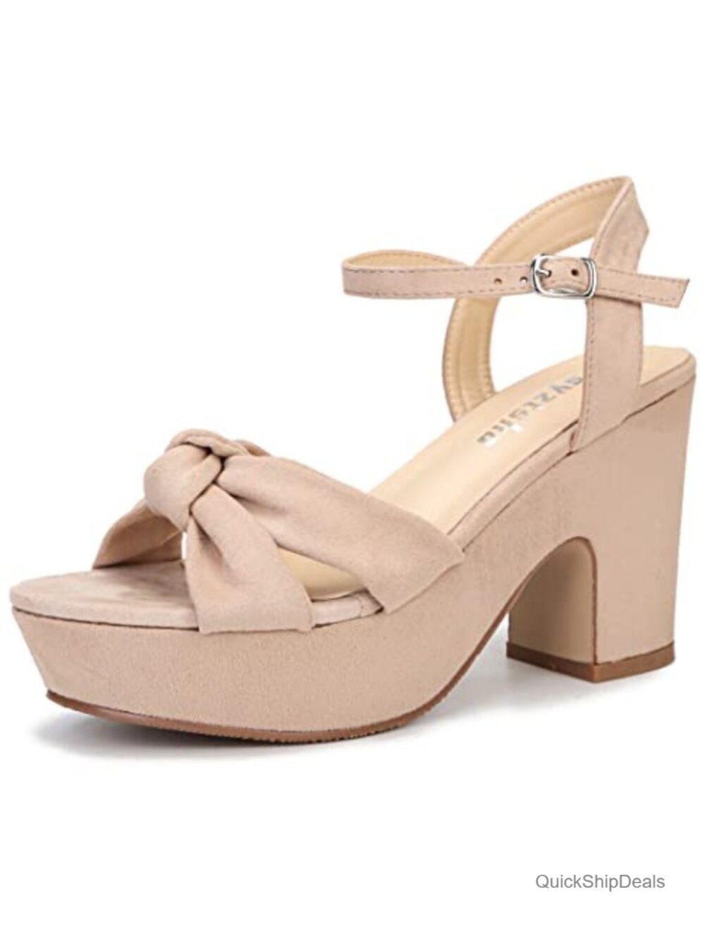 Women's Platform Heels Chunky Wedge Knotted Ankle Strap Sandals Open Toe Block